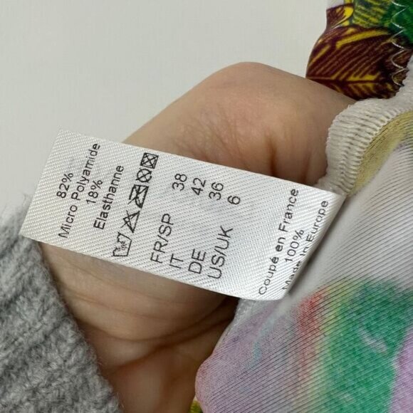 Laura Beach by Janine Robin Women's 6 White Multi Color Feather Print One Piece - Picture 8 of 12